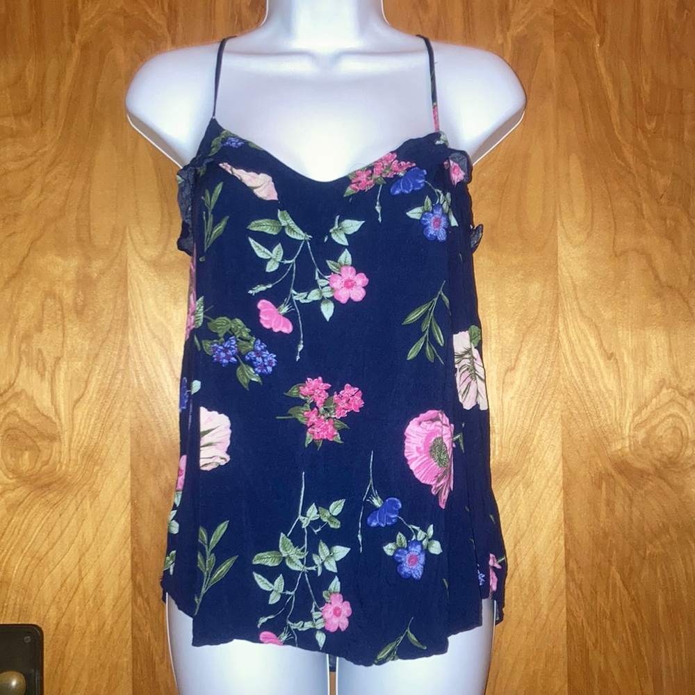Old Navy Blue Floral Tank Top Size Medium